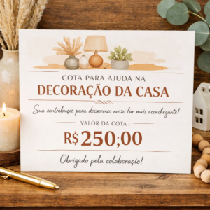 Cota para ajuda na decoração da casa