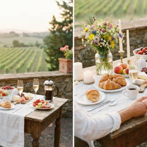 Café da manhã do casal lua de mel